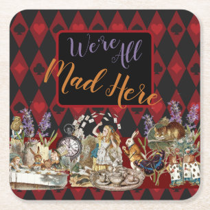 Alice Adventures with Wonderland Mad Cheshire Cat Square Paper Coaster
