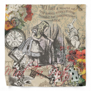 Alice Adventures Wonderland Curtain Classic Art Bandana