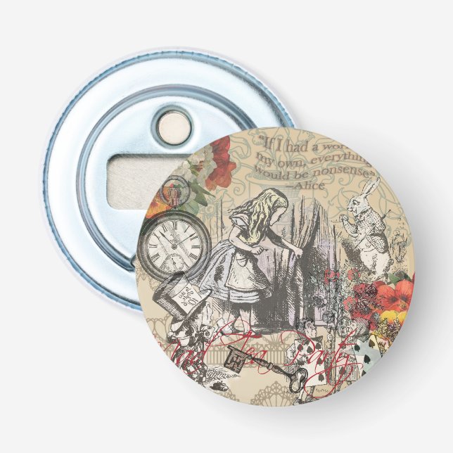 Alice Adventures Wonderland Curtain Classic Art Bottle Opener (Front)