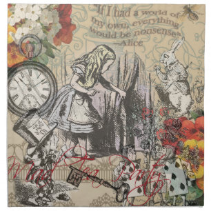 Alice Adventures Wonderland Curtain Classic Art Cloth Napkin