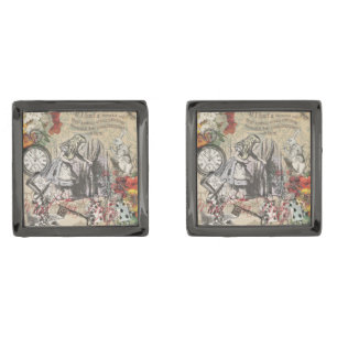 Alice Adventures Wonderland Curtain Classic Art Cufflinks