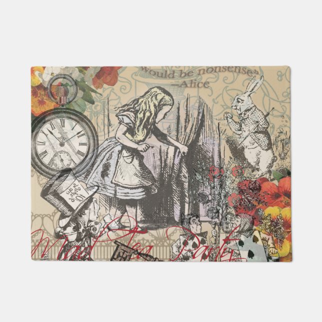 Alice Adventures Wonderland Curtain Classic Art Doormat (Front)