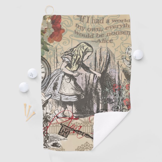 Alice Adventures Wonderland Curtain Classic Art Golf Towel (InSitu)
