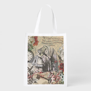 Alice Adventures Wonderland Curtain Classic Art Grocery Bag