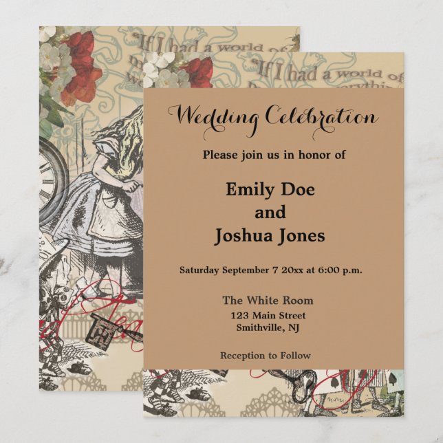 Alice Adventures Wonderland Curtain Classic Art Invitation (Front/Back)