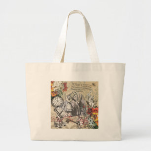 Alice Adventures Wonderland Curtain Classic Art Large Tote Bag