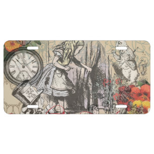 Alice Adventures Wonderland Curtain Classic Art License Plate