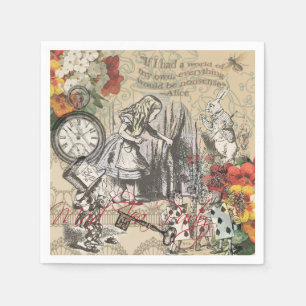 Alice Adventures Wonderland Curtain Classic Art Napkins