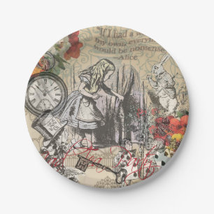 Alice Adventures Wonderland Curtain Classic Art Paper Plates