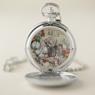 Alice Adventures Wonderland Curtain Classic Art Pocket Watch