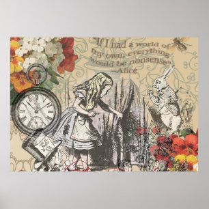 Alice Adventures Wonderland Curtain Classic Art Poster