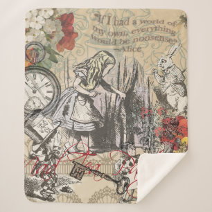 Alice Adventures Wonderland Curtain Classic Art Sherpa Blanket