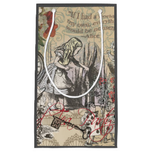 Alice Adventures Wonderland Curtain Classic Art Small Gift Bag