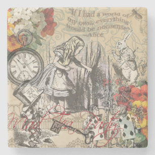 Alice Adventures Wonderland Curtain Classic Art Stone Coaster