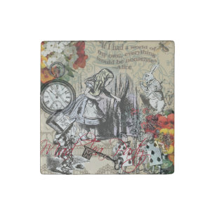 Alice Adventures Wonderland Curtain Classic Art Stone Magnet