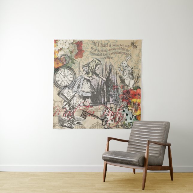 Alice Adventures Wonderland Curtain Classic Art Tapestry (In Situ)