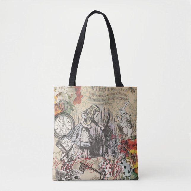 Alice Adventures Wonderland Curtain Classic Art Tote Bag (Front)