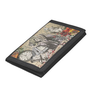 Alice Adventures Wonderland Curtain Classic Art Tri-fold Wallet