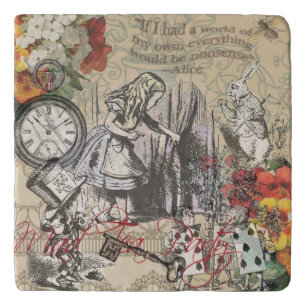 Alice Adventures Wonderland Curtain Classic Art Trivet