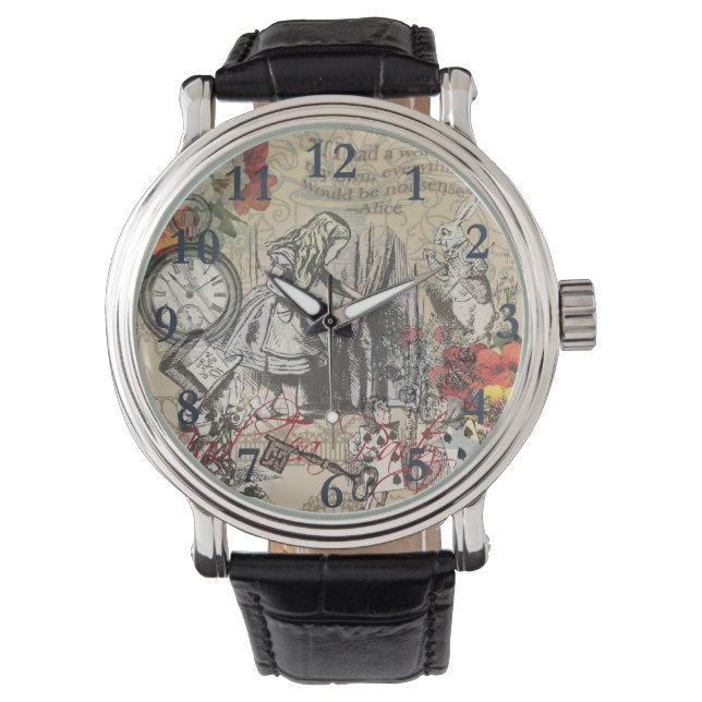 Alice Adventures Wonderland Curtain Classic Art Watch (Front)