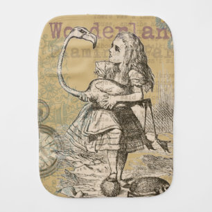 Alice Adventures Wonderland Flamingo Classic Baby Burp Cloth