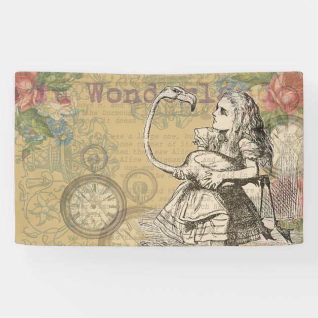 Alice Adventures Wonderland Flamingo Classic Banner (Horizontal)