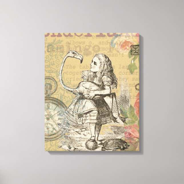 Alice Adventures Wonderland Flamingo Classic Canvas Print (Front)
