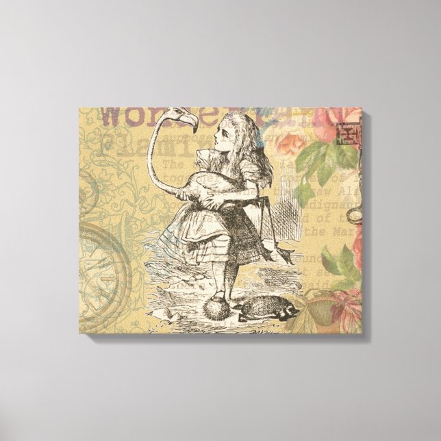 Alice Adventures Wonderland Flamingo Classic Canvas Print (Front)