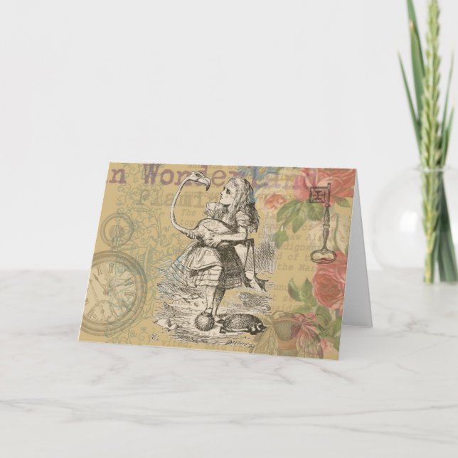Alice Adventures Wonderland Flamingo Classic Card (Front)