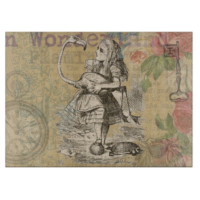 Alice Adventures Wonderland Flamingo Classic Cutting Board (Front)