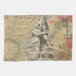 Alice Adventures Wonderland Flamingo Classic Kitchen Towel