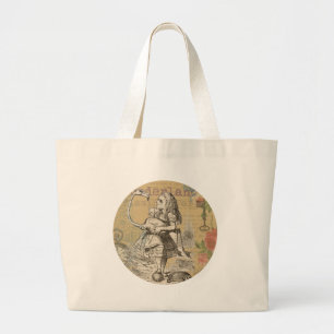 Alice Adventures Wonderland Flamingo Classic Large Tote Bag