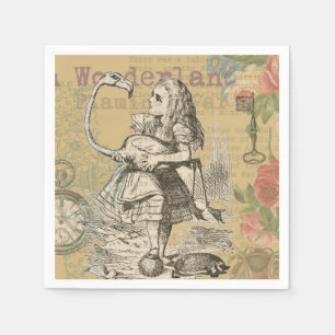 Alice Adventures Wonderland Flamingo Classic Napkins