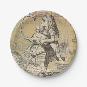 Alice Adventures Wonderland Flamingo Classic Paper Plates