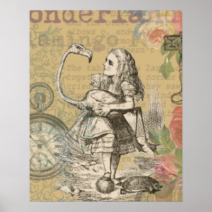 Alice Adventures Wonderland Flamingo Classic Poster