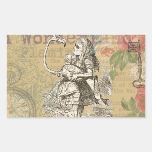 Alice Adventures Wonderland Flamingo Classic Rectangular Sticker