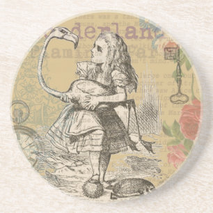 Alice Adventures Wonderland Flamingo Classic Sandstone Coaster