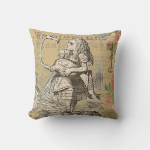 Alice Adventures Wonderland Flamingo Classic Throw Pillow