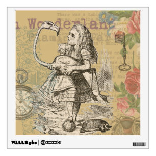 Alice Adventures Wonderland Flamingo Classic Wall Sticker