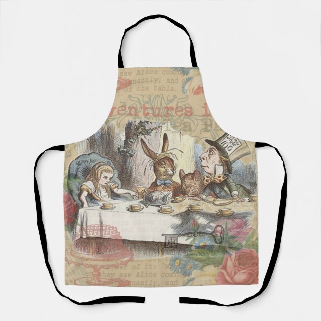 Alice Adventures Wonderland Mad Tea Party Art Apron (Front)