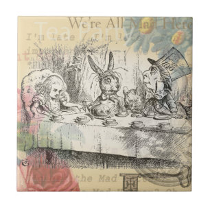 Alice Adventures Wonderland Mad Tea Party Art Ceramic Tile