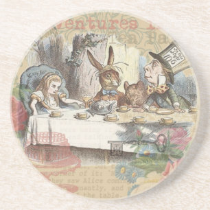 Alice Adventures Wonderland Mad Tea Party Art Drink Coaster
