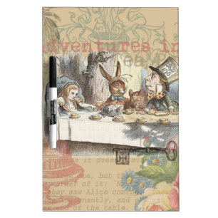 Alice Adventures Wonderland Mad Tea Party Art Dry-Erase Board