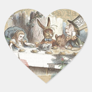 Alice Adventures Wonderland Mad Tea Party Art Heart Sticker