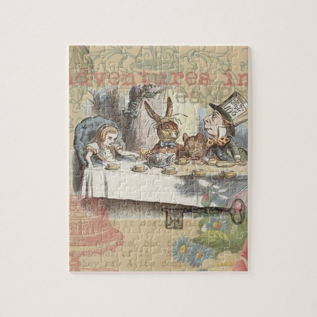 Alice Adventures Wonderland Mad Tea Party Art Jigsaw Puzzle (Vertical)