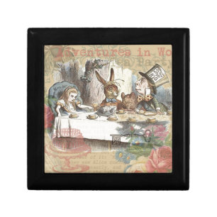 Alice Adventures Wonderland Mad Tea Party Art Keepsake Box