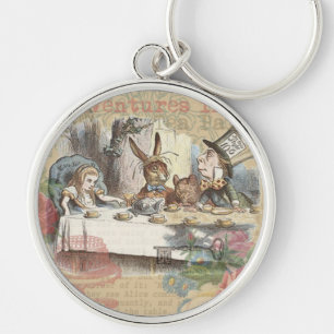 Alice Adventures Wonderland Mad Tea Party Art Keychain