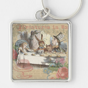 Alice Adventures Wonderland Mad Tea Party Art Keychain