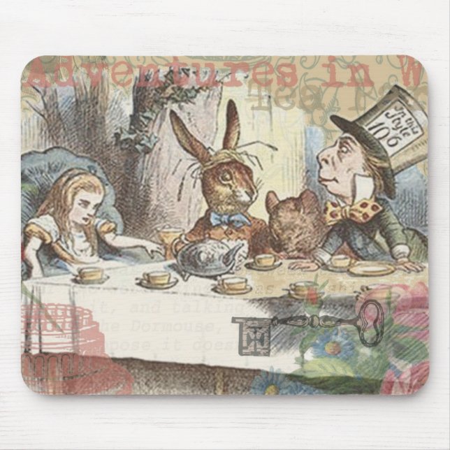 Alice Adventures Wonderland Mad Tea Party Art Mouse Pad (Front)