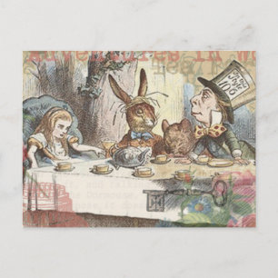 Alice Adventures Wonderland Mad Tea Party Art Postcard